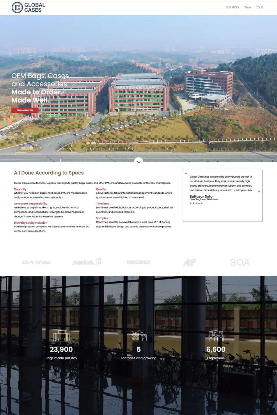 Image of the Global Cases website homepage